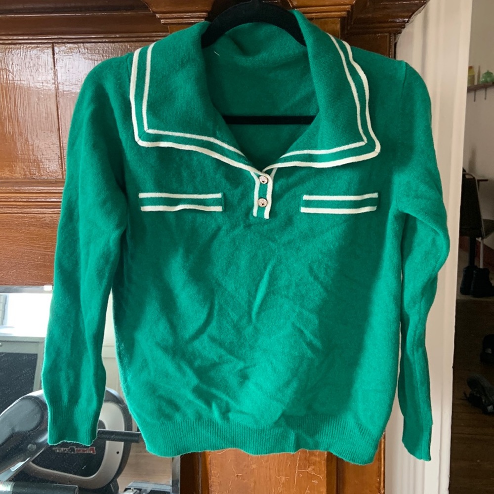 100% Australian wool preppy contrast sweater